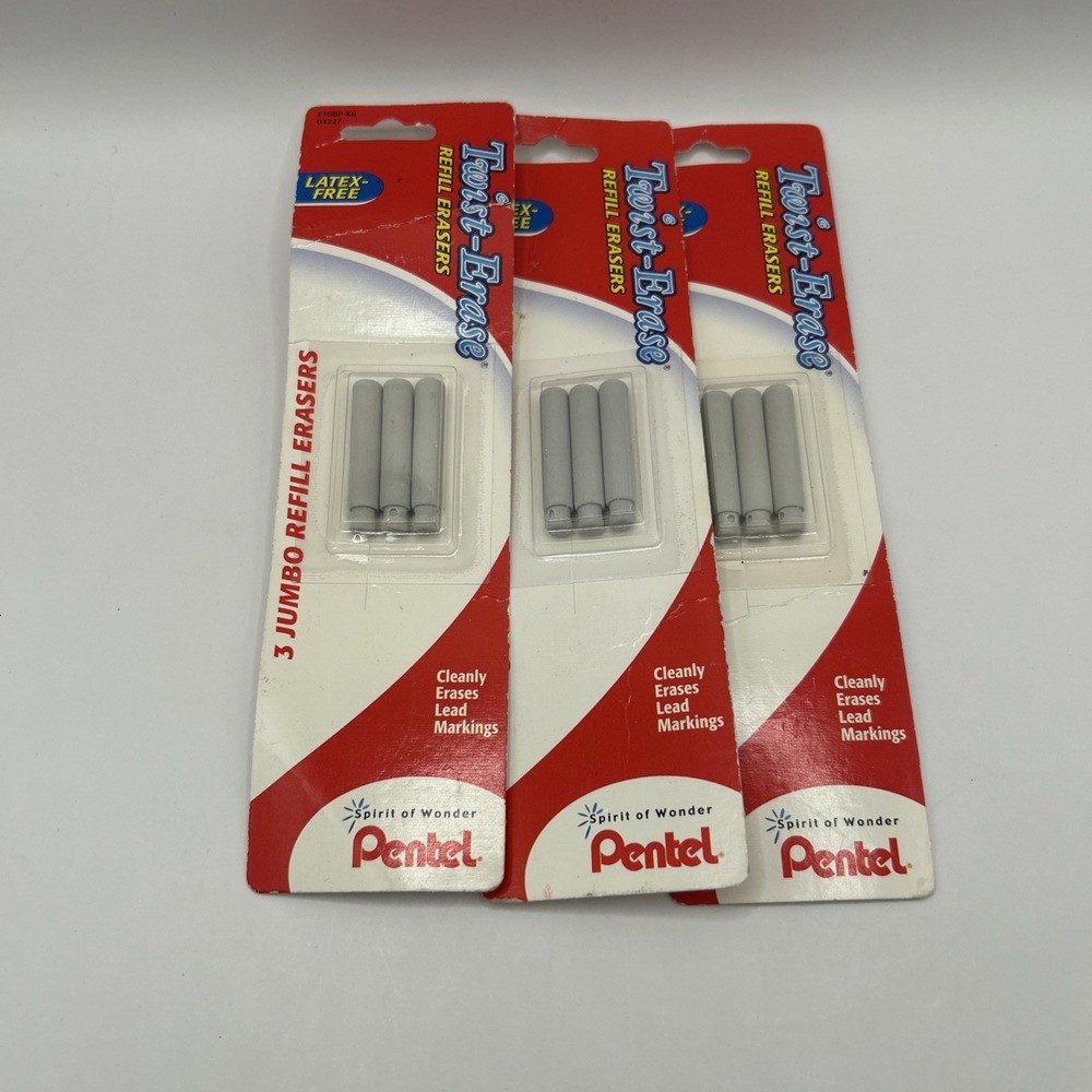 Pentel E-10 twist eraser refill 3 Packs Of 3 erasers